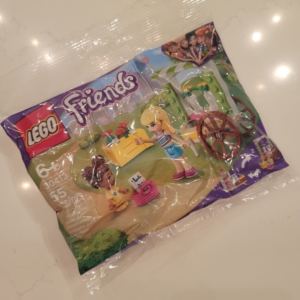 NEW Lego Friends Flower Cart Polybag Set 30413 Minifigure Purple Pink Yellow - Picture 2 of 3